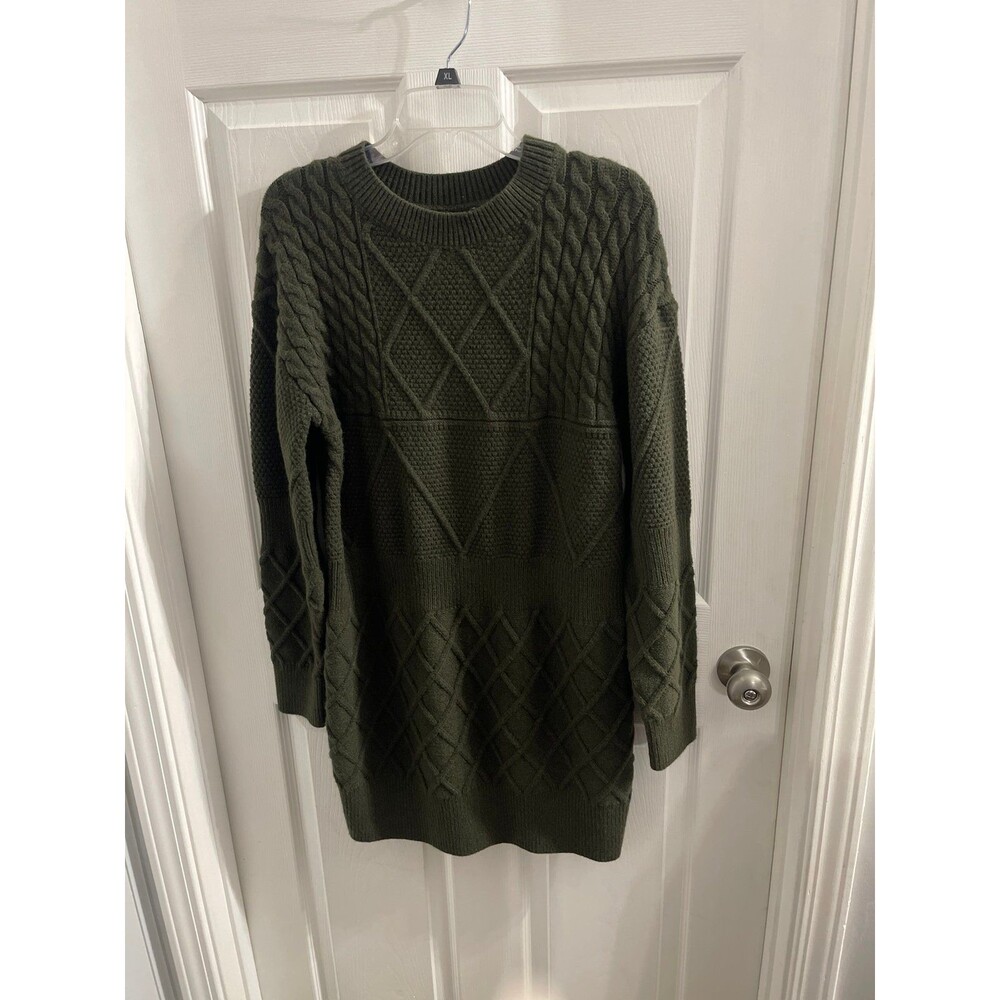 Pretty Garden Long Sleeve Sweater Dress Size L Dark Green New With Tag
